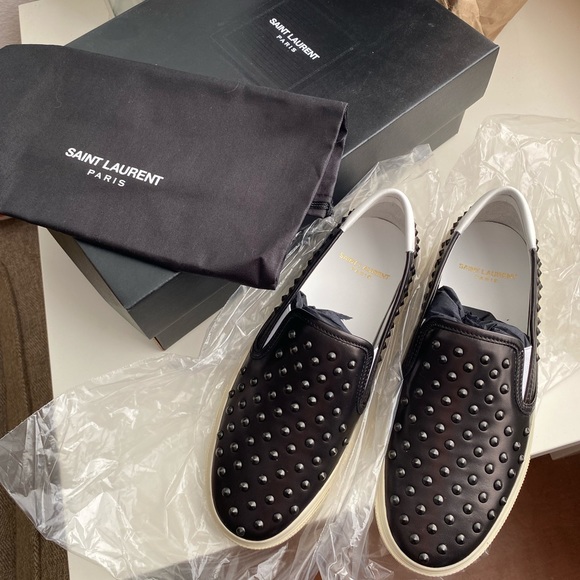 Authentic YSL Saint Laurent Paris Studded Slip On Women’s Sneakers 36（5.5） - Picture 1 of 8